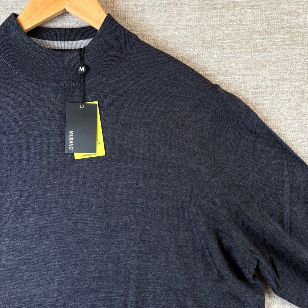 NEW Murano Modern Performance Sweater Mens XL Gray Mock Neck NWT Minimalist